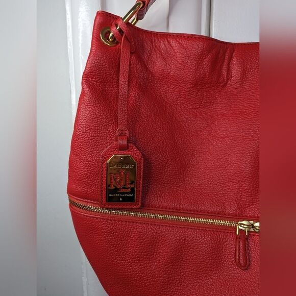 Ralph Lauren Leather Bag Academia 90s Y2K Countryside Chic Preppy Tomato Girl - Picture 3 of 10